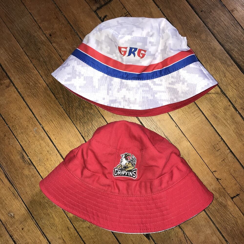 Grand Rapids Griffins Reversible‎ Bucket Hat EUC Red/White
